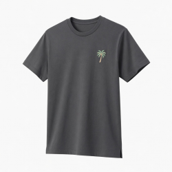 Men's Short Sleeve T-Shirt Palm Tree Embroidery