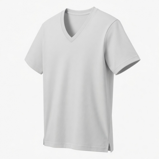 Men's White Short Sleeve V-Neck Short Sleeve T-Shirt