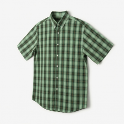 Men's Checked Short Sleeve Shirt Green Plaid