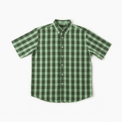 Men's Checked Short Sleeve Shirt Green Plaid